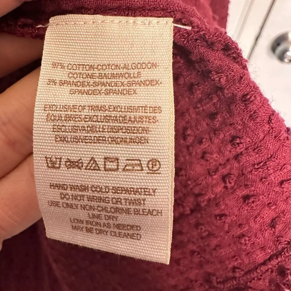 Free People Walking in Hueco Cropped Cranberry Maroon Tie-Back Top Size XS